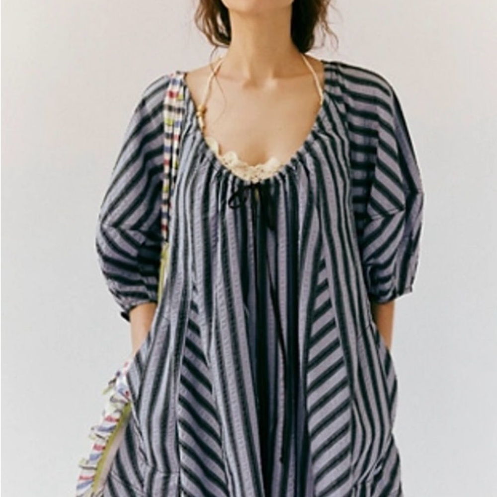 Striped Black and Lavender Romper by Free People